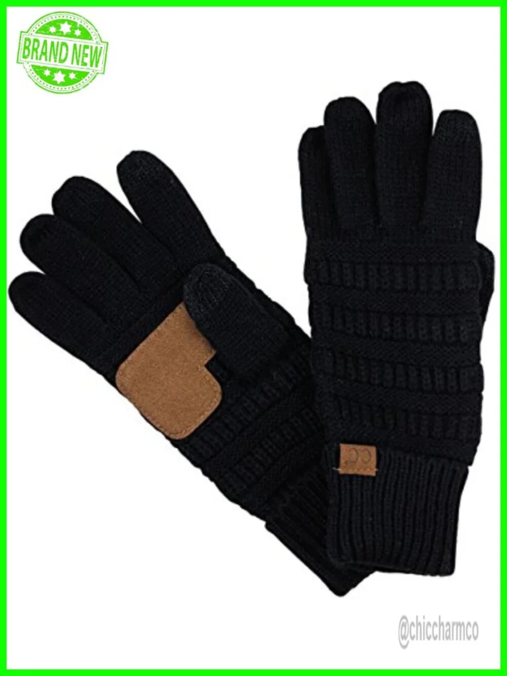 Touchscreen Cable Knit Gloves with Anti-Slip Suede Palm